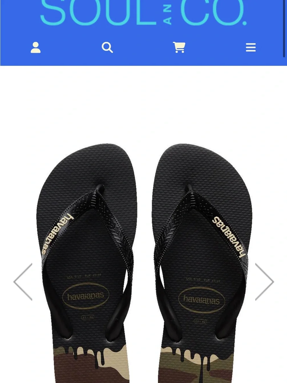 Havaianas Men’s Black Flip Flops with Camo Accent